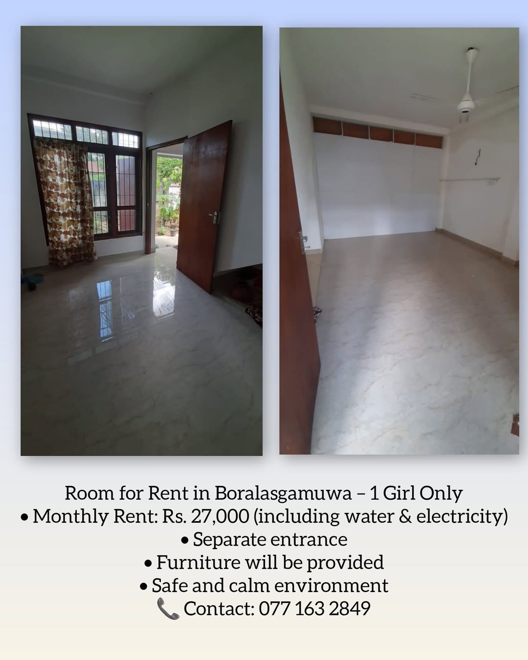 Room for rent in Borelesgamuwa -  in , 