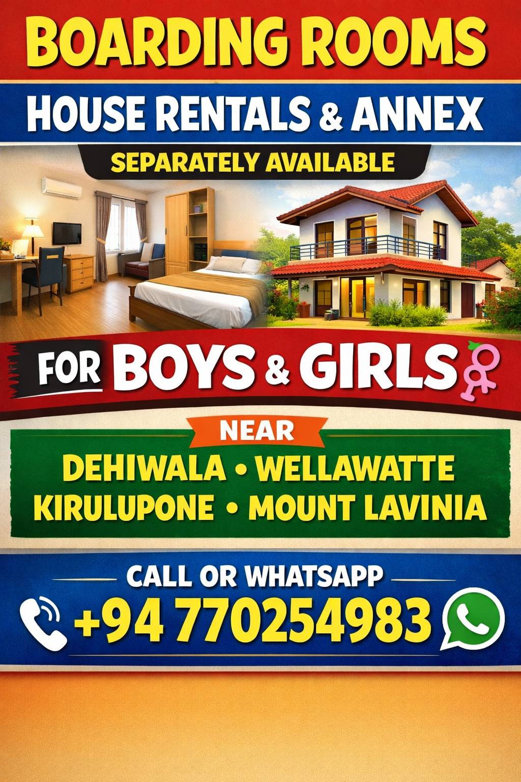 Boarding Rooms For Boys & Girls in Dehiwala/wallawatta/Kirulapana/Mount Lavinia -  in , 