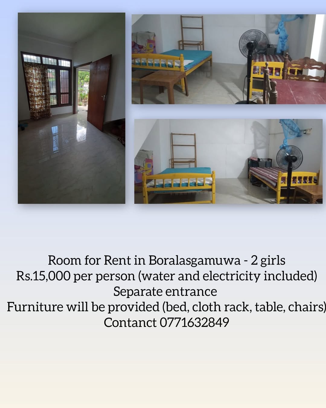Room for Rent in Boralasgamuwa - 2 girls -  in , 