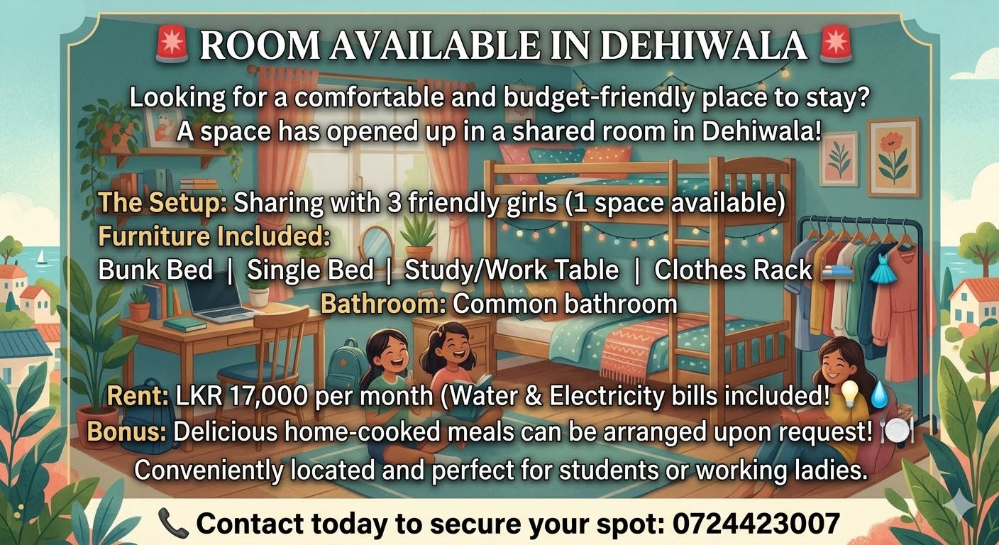  ROOM AVAILABLE IN DEHIWALA  -  in , 